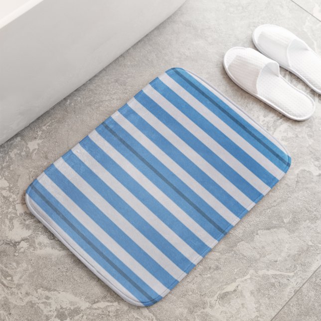 Simple Asst Sizes Blue and White Stripes Bath Mat (Creator Uploaded)
