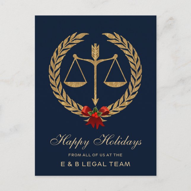 Simple Attorney Christmas Holiday Postcard (Front)