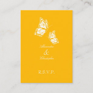 Simple Aurora Yellow Butterfly RSVP Note Mini Enclosure Card