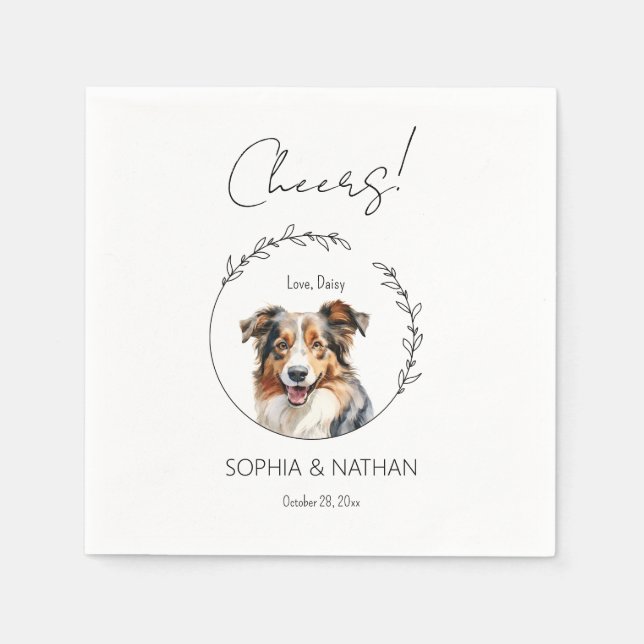 Simple Australian Shepherd Dog Wedding Cocktail  Napkin (Front)