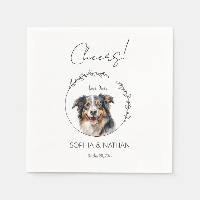 Simple Australian Shepherd Dog Wedding Cocktail  Napkin (Front)