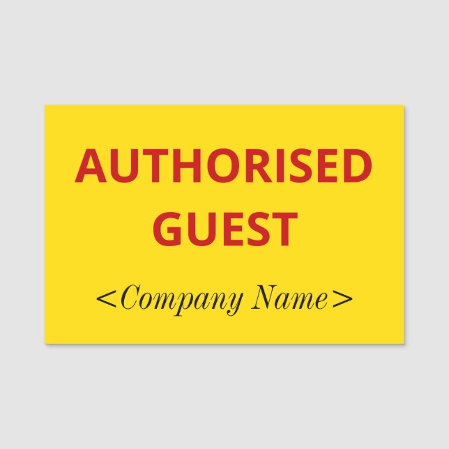 Simple "AUTHORISED GUEST" Name Tag (Front)
