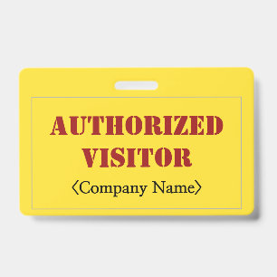 Simple "AUTHORIZED VISITOR" Badge ID Badge
