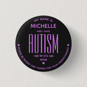 Simple Autism Awareness Black Purple Special ASD 3 Cm Round Badge