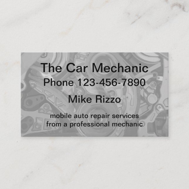 Simple Auto Car Mechanic Business Card (Front)