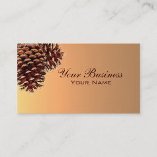 Simple autumn coloured pine cone business cards