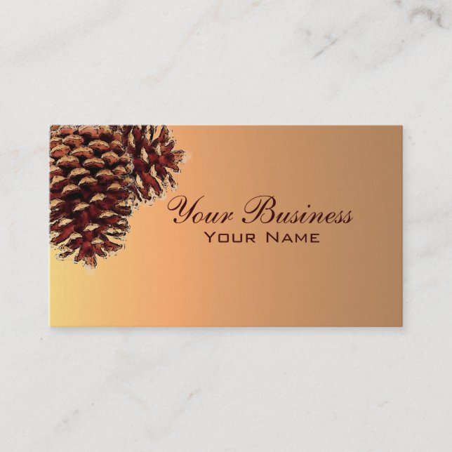 Simple autumn coloured pine cone business cards (Front)
