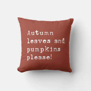 Simple Autumn Leaves and Pumpkins Type Rust Cushion