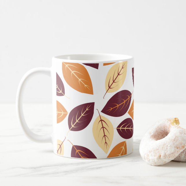 Simple Autumn Leaves Coffee Mug (With Donut)