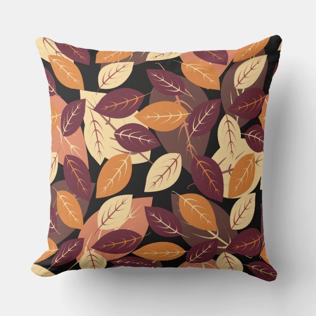 Simple Autumn Leaves Dark Cushion (Front)