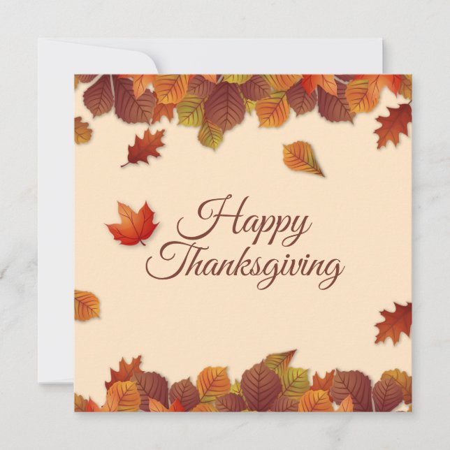 Simple Autumn Leaves Thanksgiving | Invitation (Front)