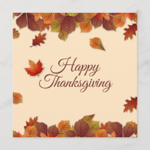 Simple Autumn Leaves Thanksgiving   Invitation