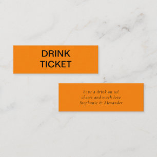 Simple Autumn Orange Newlywed Wedding Drink Ticket