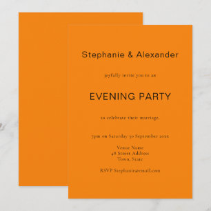 Simple Autumn Orange Wedding Evening Party Invite