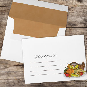 Simple Autumn Watercolor Harvest Cornucopia  Envelope