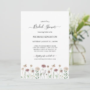 Simple Autumn Wildflower Border Bridal Shower  Invitation