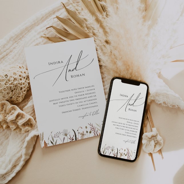 Simple Autumn Wildflower | Wedding Invitation (Creator Uploaded)