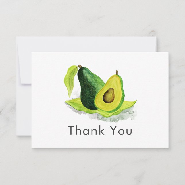 Simple Avocado Still Life Thank You Card (Front)