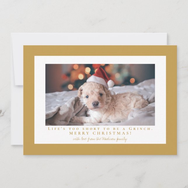 Simple Aztec Gold frame photo  Holiday Card (Front)
