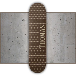 Simple Aztec inspired pattern in brown, Name Skateboard