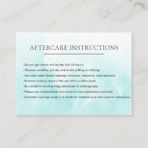 Simple Azure Lash Extension Microblading Aftercare Business Card