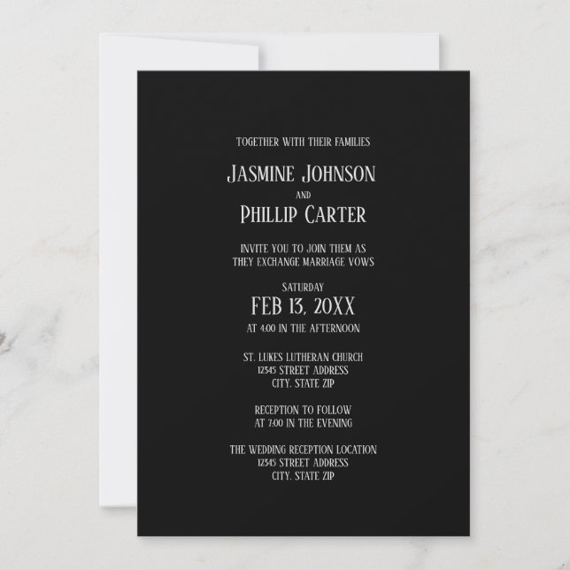 Simple B&G Design- Wedding/Reception Invitation (Front)