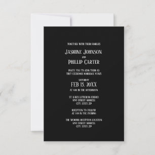 Simple B&W Design- 3x5 Wedding/Reception Invite