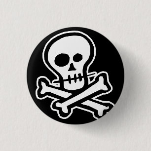 Simple B&W Skull & Crossbones 3 Cm Round Badge