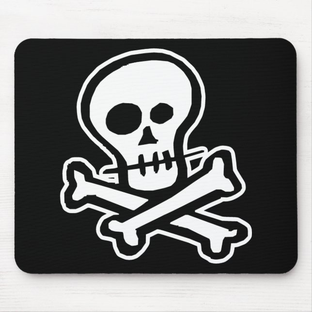 Simple B&W Skull & Crossbones Mouse Pad (Front)