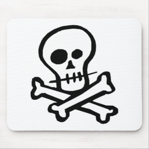 Simple B&W Skull & Crossbones Mouse Pad