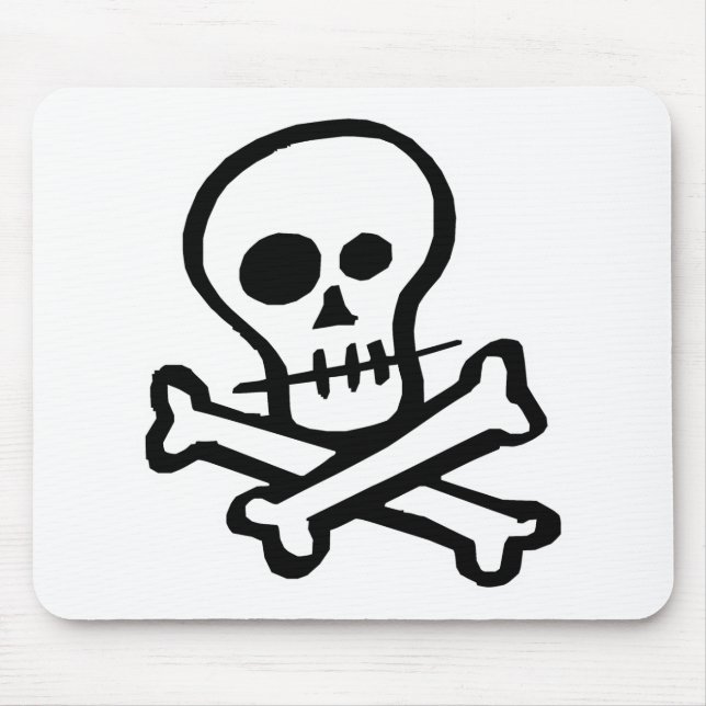 Simple B&W Skull & Crossbones Mouse Pad (Front)