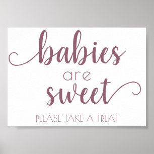 Simple Babies are Sweet   Mauve Pink Shower Sign