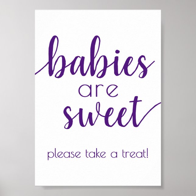 Simple Babies are Sweet | Royal Purple Shower Sign (Front)