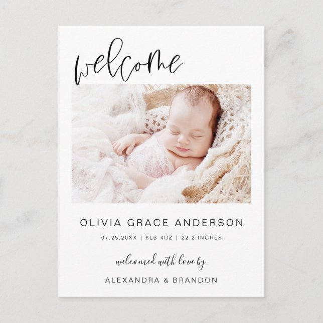 Simple Baby Announcement Elegant Photo Collage (Front)