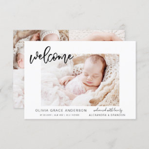 Simple Baby Announcement Elegant Photo Collage