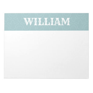Simple baby blue personalised name stripes notepad