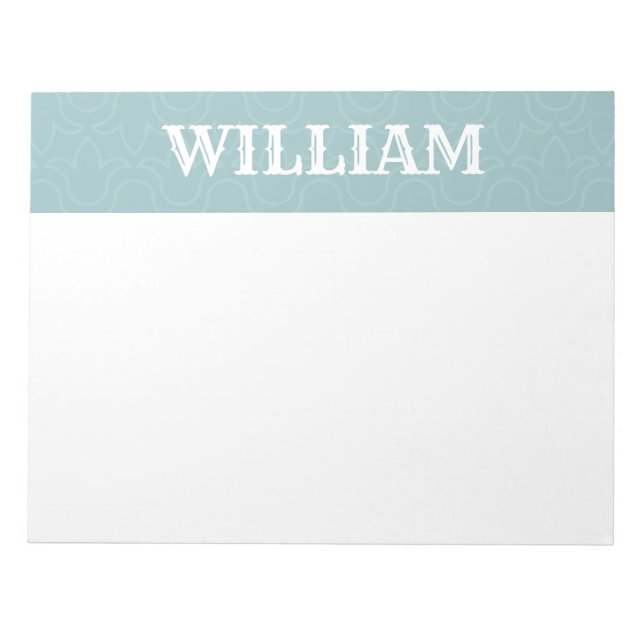 Simple baby blue personalised name stripes  notepad (Front)