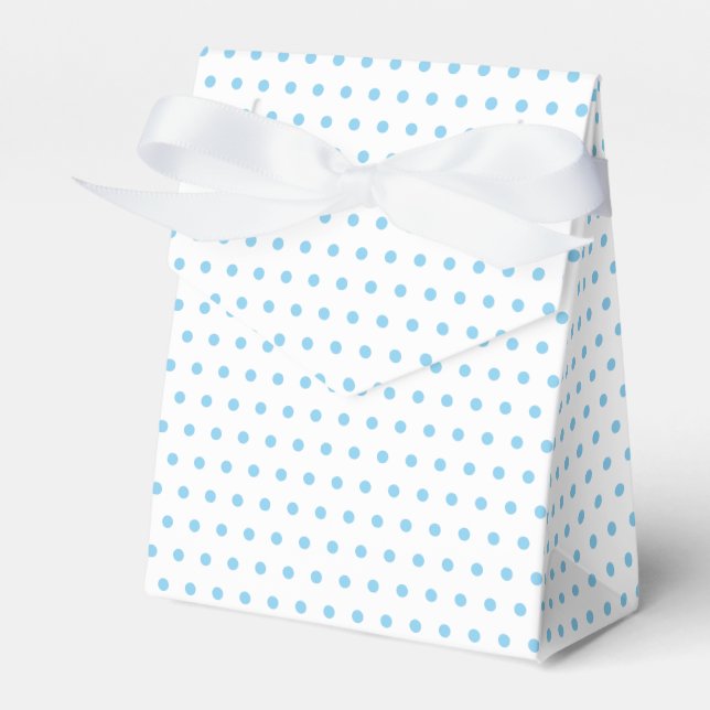 Simple Baby Blue Polkadots Pattern On White Favour Box (Front Side)