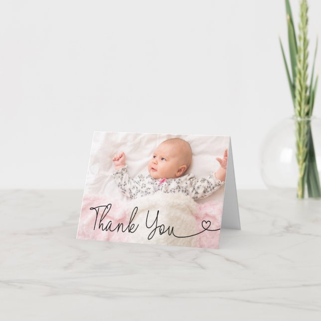 Simple Baby girl birth Modern shower Thank you  Announcement (Front)