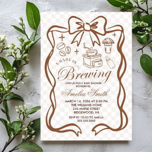 Simple Baby Is Brewing Doodle Coffee Baby Shower I Invitation