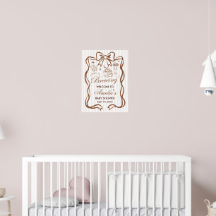 Simple Baby Is Brewing Doodle Coffee Baby Shower Poster