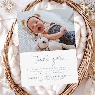 Simple Baby Photo Birth Stats Thank You Card