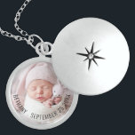 Simple Baby Photo Name Date of Birth Keepsake  Locket Necklace<br><div class="desc">Simple Baby Photo Name Date of Birth Keepsake. Easily replace the sample image with your own and personalise your baby’s name and birth date.</div>