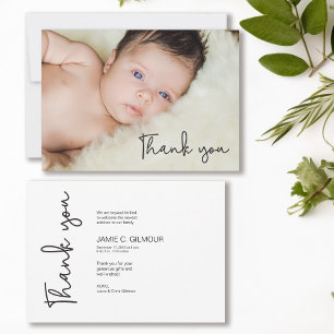 Simple Baby Photo Thank you Script Birth Announcement