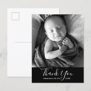 Simple Baby Photo Thank You Script Birth Announcement Postcard