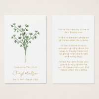 Simple Baby’s Breath Funeral Memorial Prayer Card