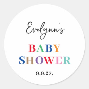 Simple Baby Shower Classic Round Sticker