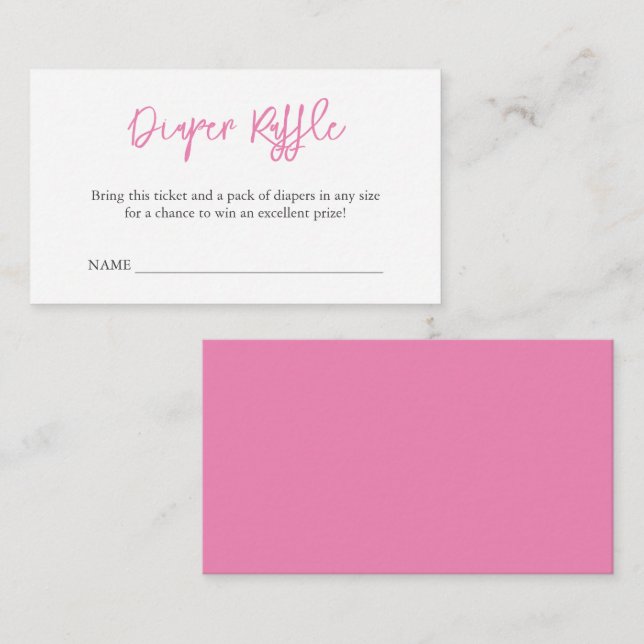 Simple Baby Shower Diaper Raffle Enclosure  Card (Front/Back)