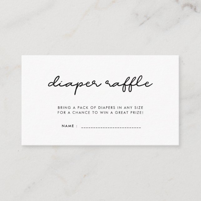 Simple Baby shower diaper raffle ticket Enclosure Card (Front)
