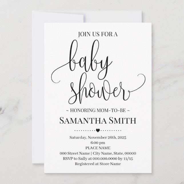 Simple Baby Shower Modern Minimalist mum to be Invitation (Front)